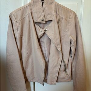 Women's Light Pink Pleather Jacket